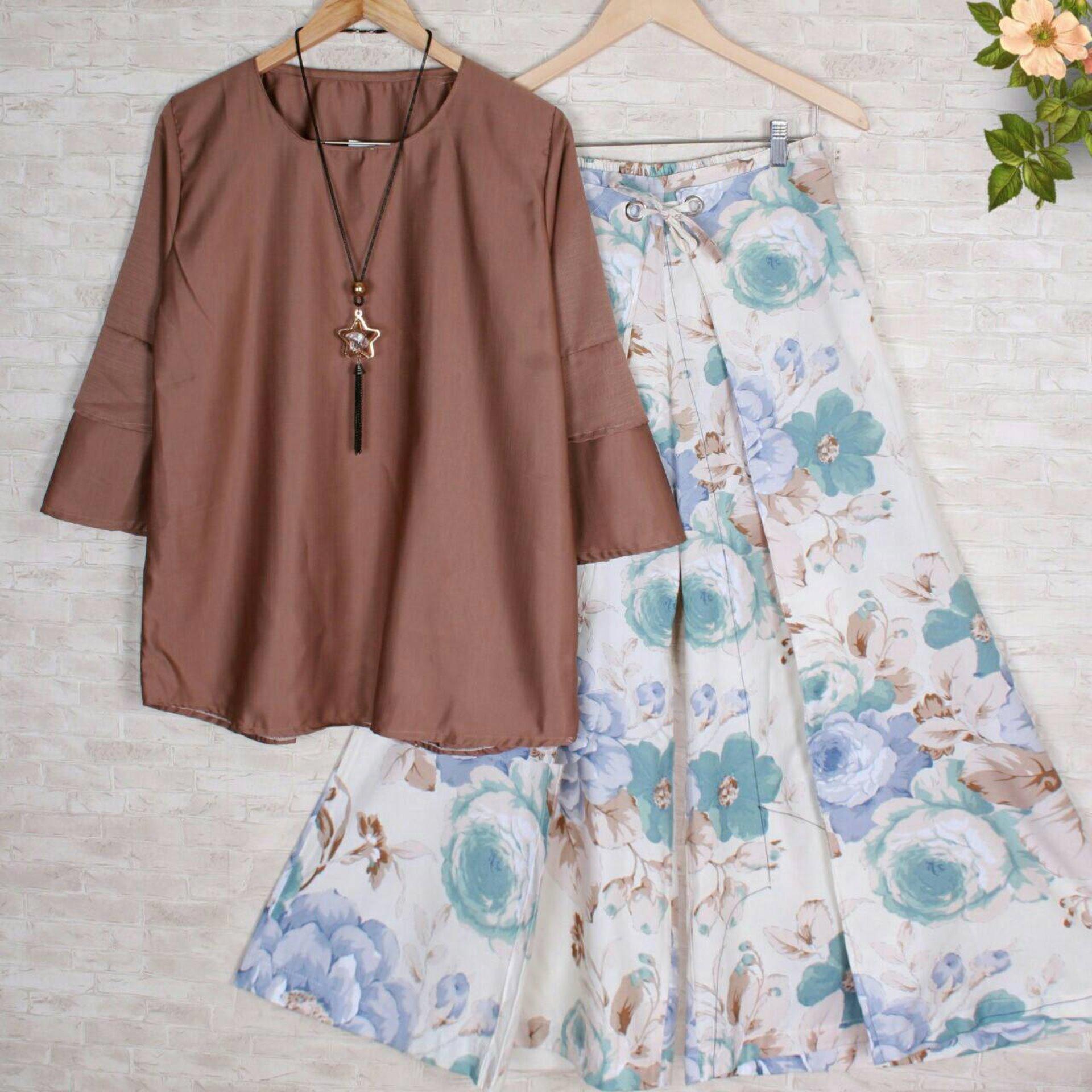 couple store cs - set kulot batik FLOWER AYUNDA COKLAT I cod l bayar tempat l good quality l motif batik l 