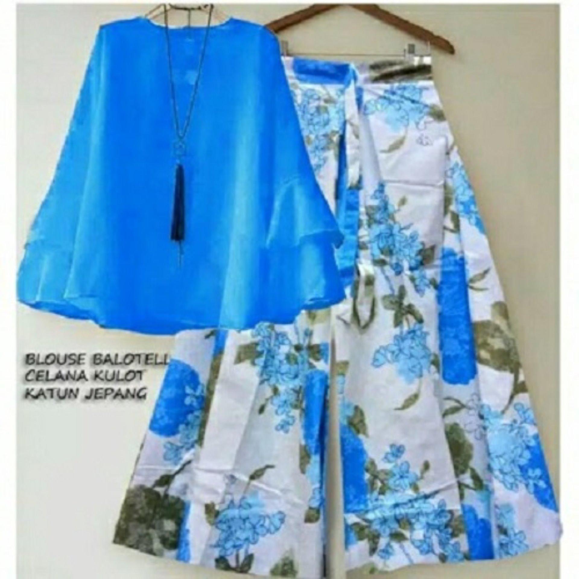 couple store cs - set KULOT FLOWER babbies blue I cod l bayar tempat l good quality l motif batik l 