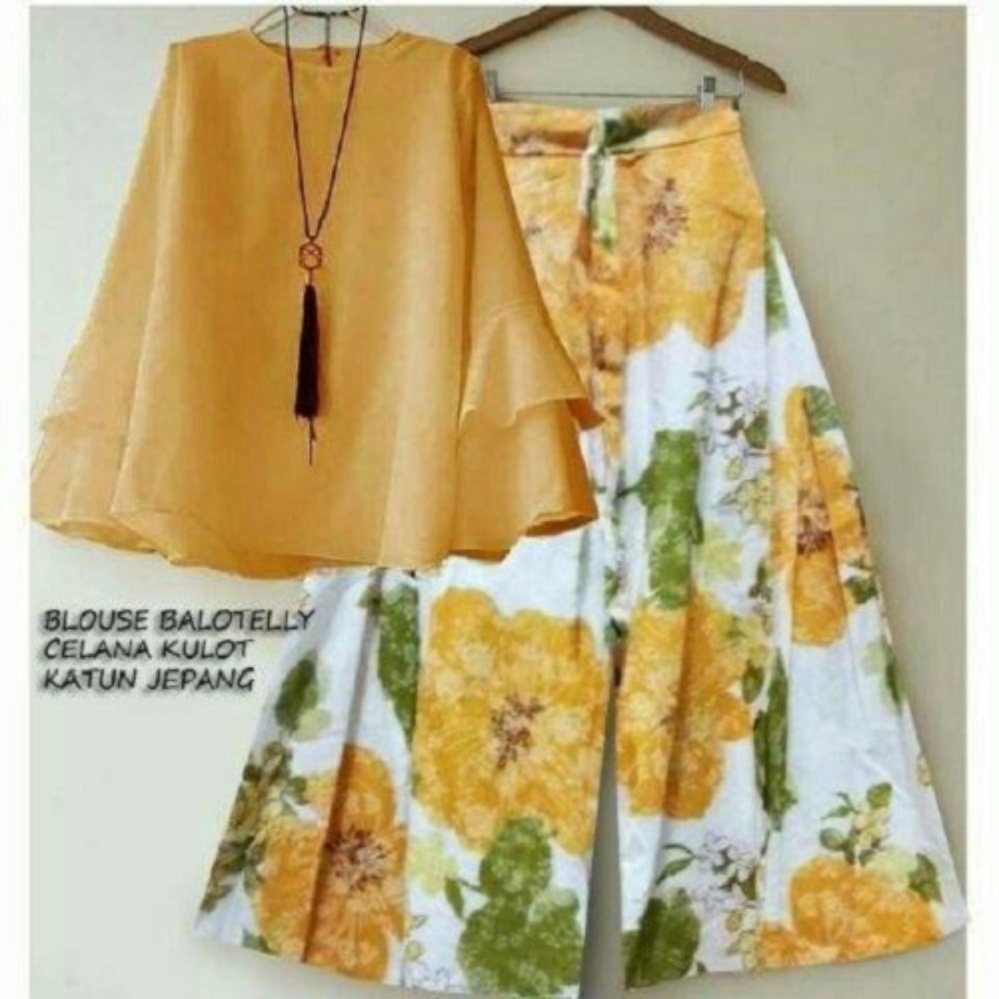 couple store cs - set KULOT FLOWER babbies yellow I cod l bayar tempat l good quality l motif batik l 