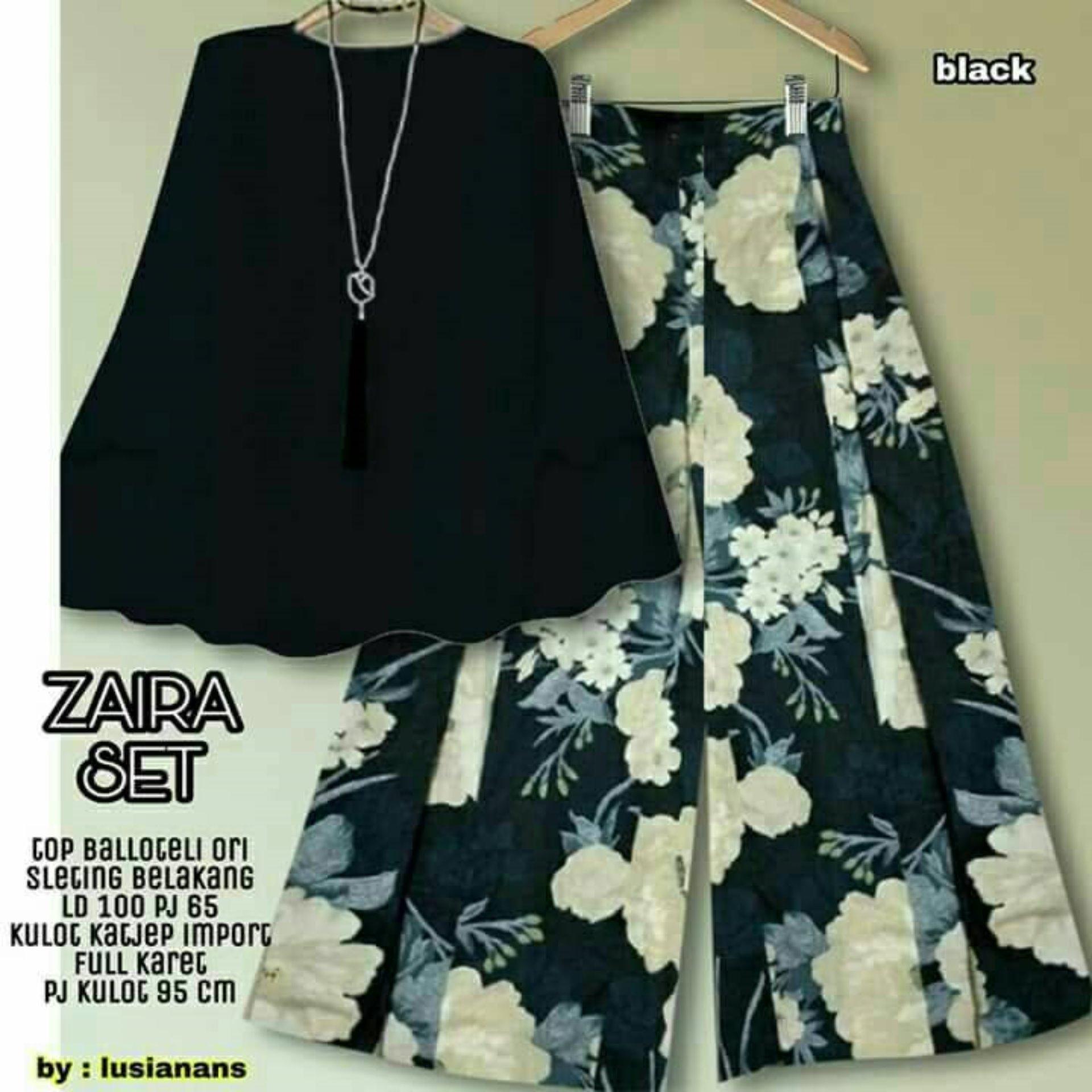 couple store cs - set kulot FLOWER  BLACK I cod l bayar tempat l good quality l motif batik l 