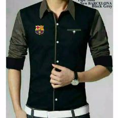 COUPLELOVER - BAJU PRIA KEMEJA CASUAL KEMEJA CLUB BOLA BORDIR BARCA BLACK GREY