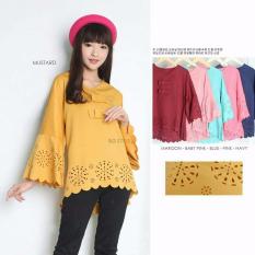 COUPLELOVER- BLOUSE LASERCUT ANGEL ( PINK SOFT ) -XL KEMEJA JUMBO UKURAN BESAR BLOUSE WANITA FASHION BIG SIZE - XXL