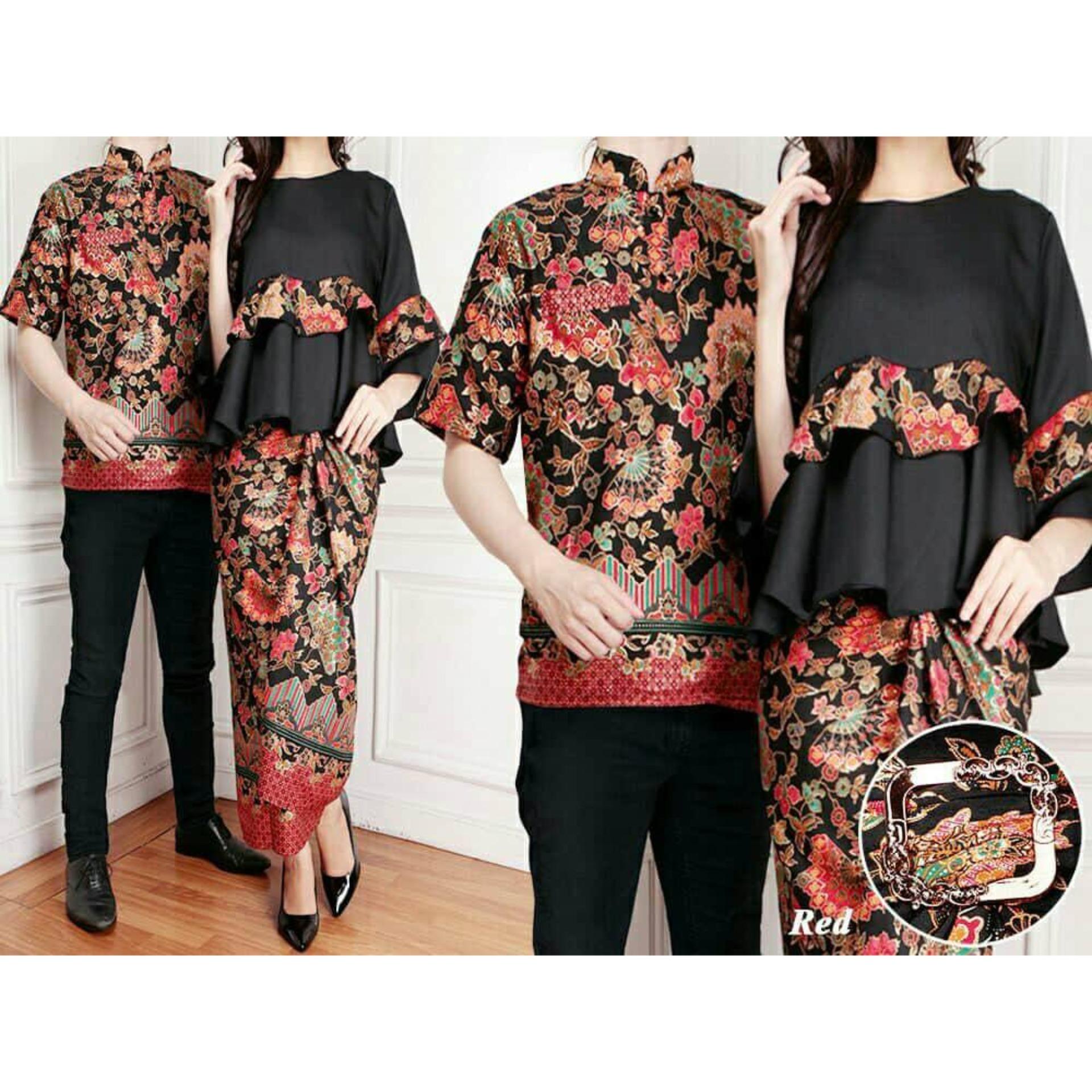 COUPLELOVER- BUSANA MUSLIM COUPLE LUNNA 3IN1-MAROON (PRIA+WANITA)  MUSLIM WEAR  FASHION COUPLE  COUPLE BATIK  BAJU PASANGAN