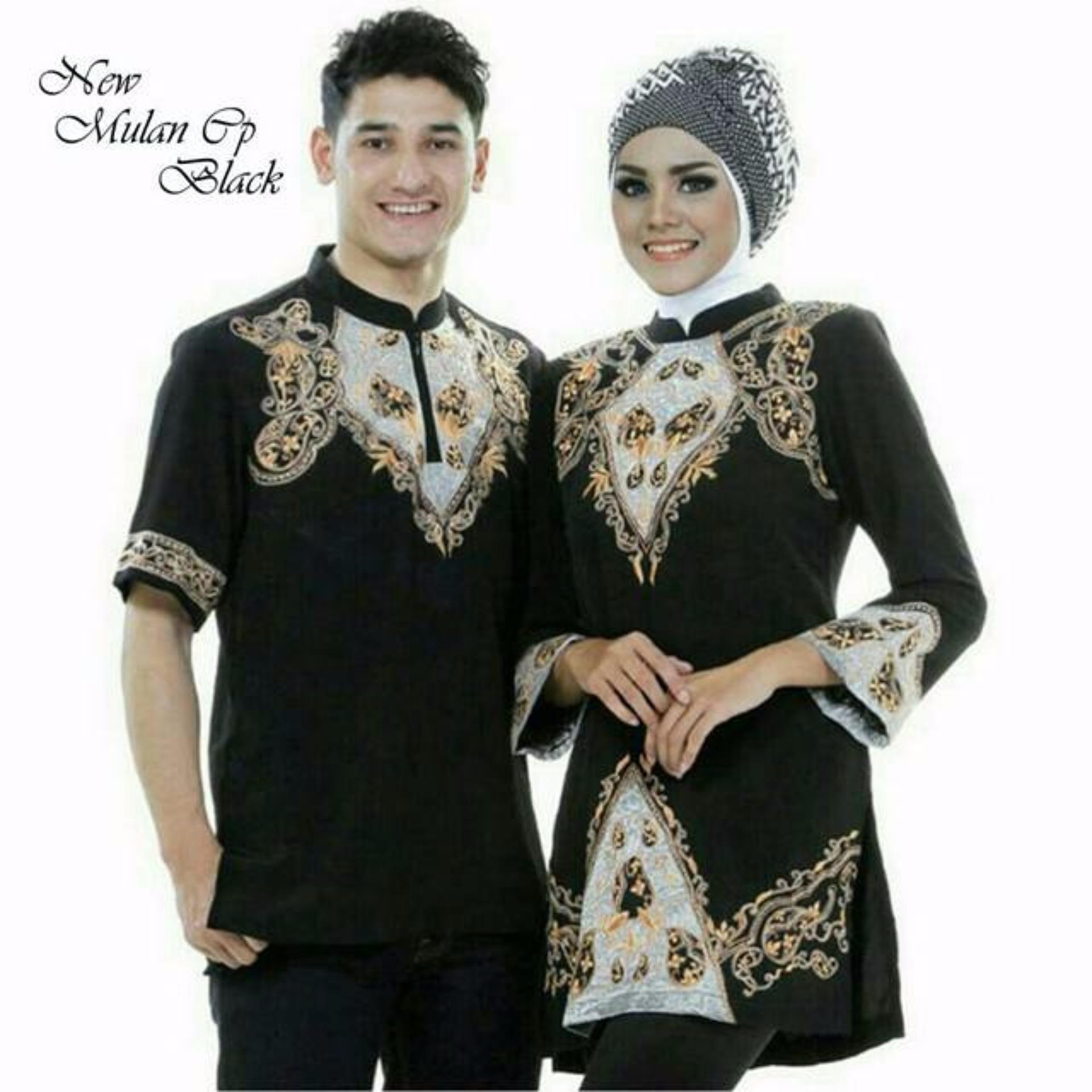 COUPLELOVER- BUSANA MUSLIM COUPLE MULAN BLACK (PRIA+WANITA)  FASHION COUPLE  MUSLIM WEAR  COUPLE ATASAN  BAJU KEMBARAN  PAKAIAN MUSLIM