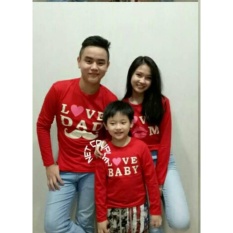 COUPLELOVER- KAOS KELUARGA LP LOVE BABY RED 1KIDS (AYAH,BUNDA,ANAK) FASHION KELUARGA KAOS PASANGAN BAJU KAPEL KAOS KEMBARAN T-SHIRTS FAMILY