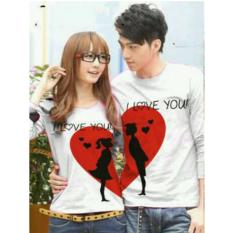 COUPLELOVER-KAOS PASANGAN/COUPLE MOON LOVE PUTIH LP (PRIA L DAN WANITA M ) FASHION COUPLE BAJU KEMBARAN KAOS KAPEL T-SHIRTS COUPLE
