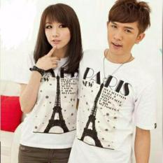 COUPLELOVER- KAOS PASANGAN KAOS KAPEL BAJU FASHION KAOS COUPLE PARIS GOLD WHITE PD (PRIA+WANITA)