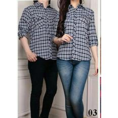 COUPLELOVER-KEMEJA COUPLE FLANEL 132-NAVY (PRIA+WANITA) BAJU FASHION KEMEJA PASANGAN