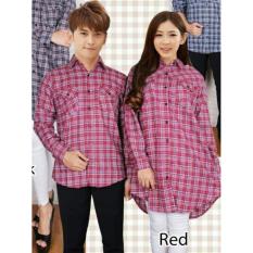 COUPLELOVER-KEMEJA PASANGAN FLANEL TUNIK 109-RED (PRIA+WANITA) BAJU FASHION KEMEJA COUPLE BLOUSE TUNIK