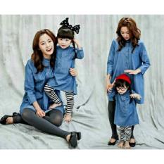 COUPLELOVER-KEMEJA PASANGAN YOLA DENIM MOM KIDS (IBU+ANAK) FASHION FAMILY BAJU KELUARGA KEMEJA WANITA ATASAN COUPLE