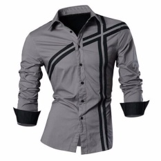 COUPLELOVER - KEMEJA PRIA DOMINO -GREY  HEM PRIA  SHIRTS MAN  FASHION PRIA   BAJU PRIA  KEMEJA CASUAL