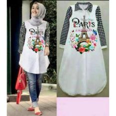 COUPLELOVER- KEMEJA WANITA TUNIK PARIS FLOW BLACK-L FASHION WANITA BAJU ATASAN MUSLIM WEAR