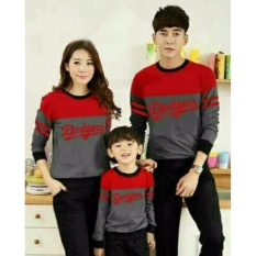COUPLELOVER- SWEATER COUPLE FAMILY DODGERS MAROON GREY 1 ANAK BAJU PASANGAN FASHION FAMILY BAJU KELUARGA (AYAH.IBU.ANAK)
