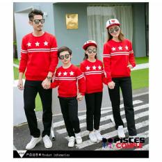 COUPLELOVER-SWEATER FAMILY COUPLE BINTANG MERAH 2KIDS BAJU KELUARGA FASHION COUPLE (AYAH+IBU+2ANAK)