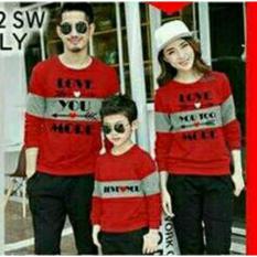 COUPLELOVER- SWEATER FAMILY LOVE MORE RED 1ANAK (AYAH+IBU+ANAK) SWEATER KAPEL BAJU PASANGAN SWEATER KEMBARAN