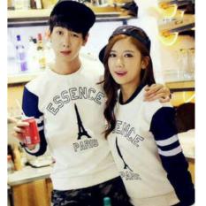 COUPLELOVER-SWEATER COUPLE PARIS ESSENCE PUTIH (PRIA+WANITA) FASHION COUPLE BAJU KEMBARAN SWEATER KAPEL SWEATER PASANGAN