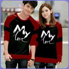 couplelover-sweater pasangan MY LOVE BLACK MAROON (PRIA+WANITA) BAJU PASANGAN SWEATER KAPEL BAJU KEMBARAN FASHION COUPLE