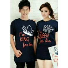 COUPLELOVER- T-SHIRTS COUPLE PD I'M KING QUEEN BLACK L/XL (PRIA-XL WANITA -L) UKURAN BESAR KAOS PASANGAN BAJU KEMBARAN FASHION JUMBO KAOS COUPLE