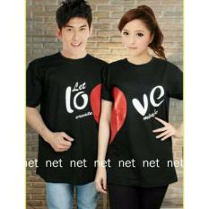 COUPLELOVER- T-SHIRTS COUPLE PD LET LOVE BLACK L/XL (PRIA-XL WANITA -L) UKURAN BESAR KAOS PASANGAN BAJU KEMBARAN FASHION JUMBO KAOS COUPLE