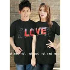 COUPLELOVER- T-SHIRTS COUPLE PD LO-VE TROLY BLACK L/XL (PRIA-XL WANITA -L) UKURAN BESAR KAOS PASANGAN BAJU KEMBARAN FASHION JUMBO KAOS COUPLE