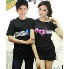 COUPLELOVER- T-SHIRTS COUPLE PD LOVE BLUE-PINK HITAM L/XL (PRIA-XL WANITA -L) UKURAN BESAR KAOS PASANGAN BAJU KEMBARAN FASHION JUMBO KAOS COUPLE