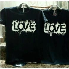 COUPLELOVER- T-SHIRTS COUPLE PD LOVE HITAM L/XL (PRIA-XL WANITA -L) UKURAN BESAR KAOS PASANGAN BAJU KEMBARAN FASHION JUMBO KAOS COUPLE