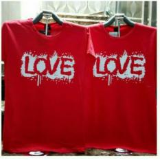 COUPLELOVER- T-SHIRTS COUPLE PD LOVE MERAH L/XL (PRIA-XL WANITA -L) UKURAN BESAR KAOS PASANGAN BAJU KEMBARAN FASHION JUMBO KAOS COUPLE
