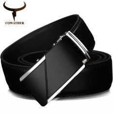 COWATHER 100% SAPI Sabuk Kulit Asli untuk Kualitas Tinggi Male Merek Otomatis Ratchet Buckle Belt 1.25