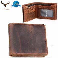 COWATHER Top Cow Genuine Kulit Pria Dompet Mewah Zipper Bifold Pendek Gaya Laki-laki purse-intl