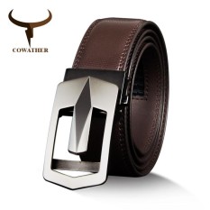 Cowather Pria 100% Terbaik Sapi Kulit Gaun Sabuk dengan Paduan Otomatis Gesper Sabuk untuk Pria Desain Pria Tali Pinggang 29 -44 (110-130 Cm) -Internasional