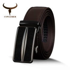 Cowather Pria 100% Terbaik Sapi Kulit Gaun Sabuk dengan Paduan Otomatis Gesper Sabuk untuk Pria Desain Pria Tali Pinggang 29 -44 (110-130 Cm) -Internasional