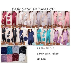 CP Baju Tidur Piyama Pajamas SATIN Sleepwear Celana Panjang Satin Silky Velvet