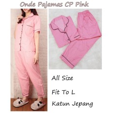 CP Onde Polkadot Piyama Pajamas Celana Panjang Katun Jepang Baju Tidur Pajamas Wanita Dewasa