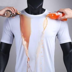 Creative Hitam Teknologi Manusia Bahan Nano Anti-Air Antifouling Putih Memukul Warna Bernapas Ramping Pasangan Lengan Pendek Kaus -Putih-Internasional