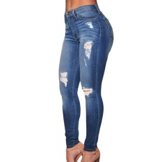 CRYG 2017 Musim Gugur Wanita Dewasa Latihan Tinggi Pinggang Jeans Casual Denim Hancur Skinny Jeans Feminino Longo-Intl
