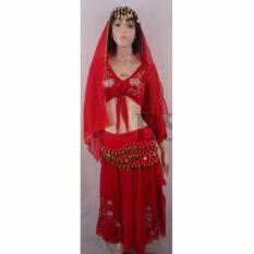 Crystal Baju Olahraga Wanita / Baju Senam Wanita Belly Dance CBL11-Red, Allsize - Merah