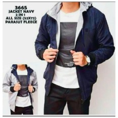 CS - Jaket Bolak Balik 2 In 1 Parasut Fleece Navy Greey
