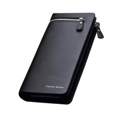 Curewe Kerien Dompet Pria Kulit Import Model Terbaru Batam Branded Kulit Men's Zipper PU Leather Long Wallet Purse Handbag - Hitam