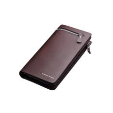 Curewe Kerien Dompet Pria Business Long Zipper Wallet Fashion Import Business Import Casual Coklat Tua