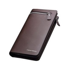 Curewe Kerien Dompet Pria Import Batam Branded Model Terbaru Kulit Men's Zipper PU Leather Long Wallet - Cokelat
