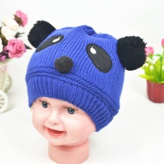 Cute Baby Kupluk Rajut Cap Wol Musim Dingin Hangat Beanie Hat Blue-Intl