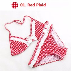 Cute Baby Girl Swimwear Dua Pieces Plaid Bikini Swimsuit 8-16Y Girls Swimsuit Anak/anak-anak dengan Yang Bowkno Swimming Suit Sw0670-Intl