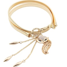 Cute Charming Women Little Fox Stretch Rhinestone Emas Rantai Sabuk Pinggang