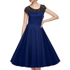 Cyber ACEVOG Wanita Lengan Topi Baju 1950 S Gaya Vintage Yang Renda Nikah Gaun Ayun Pesta Midi