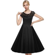 Cyber ACEVOG Wanita Lengan Topi Baju 1950 S Gaya Vintage Yang Renda Nikah Gaun Ayun Pesta Midi