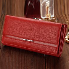 Wanita Dunia Maya Tombol Kopling Dompet Panjang Kulit Merah