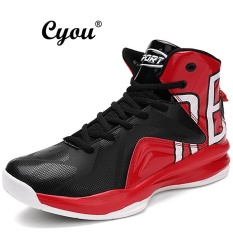Cyou 2017 Baru Kedatangan Pria Basket Sepatu Atletik Kualitas Terbaik Olahraga Sneakers Sepatu Basket Anti Slip Plus Ukuran EUR 39 -46 Lelaki Kasut Bola Keranjang (Hitam And Merah)