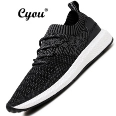 Cyou 2017 Pendatang Baru Plus Ukuran 38-46 Light Olahraga Sepatu Pria Sneakers Breathable Sepatu Olahraga Gym Athletic Jogging Berjalan Menjalankan Sepatu Kasut Lelaki Sukan Kasut (Hitam) -Intl