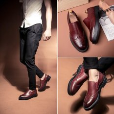 CYOU Sepatu Baju Pria Soft Pointed Toe Classic Fashion Bisnis Oxford Sepatu untuk Pria Pantofel (Merah)-Intl