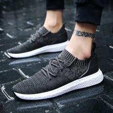 Cyou Sepatu Olahraga Pria Gaya Sneakers Santai Dengan Mesh Ringan Warna Hitam